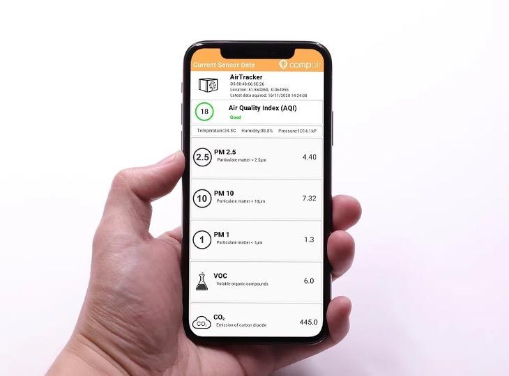 image of air monitor app on smart phone
